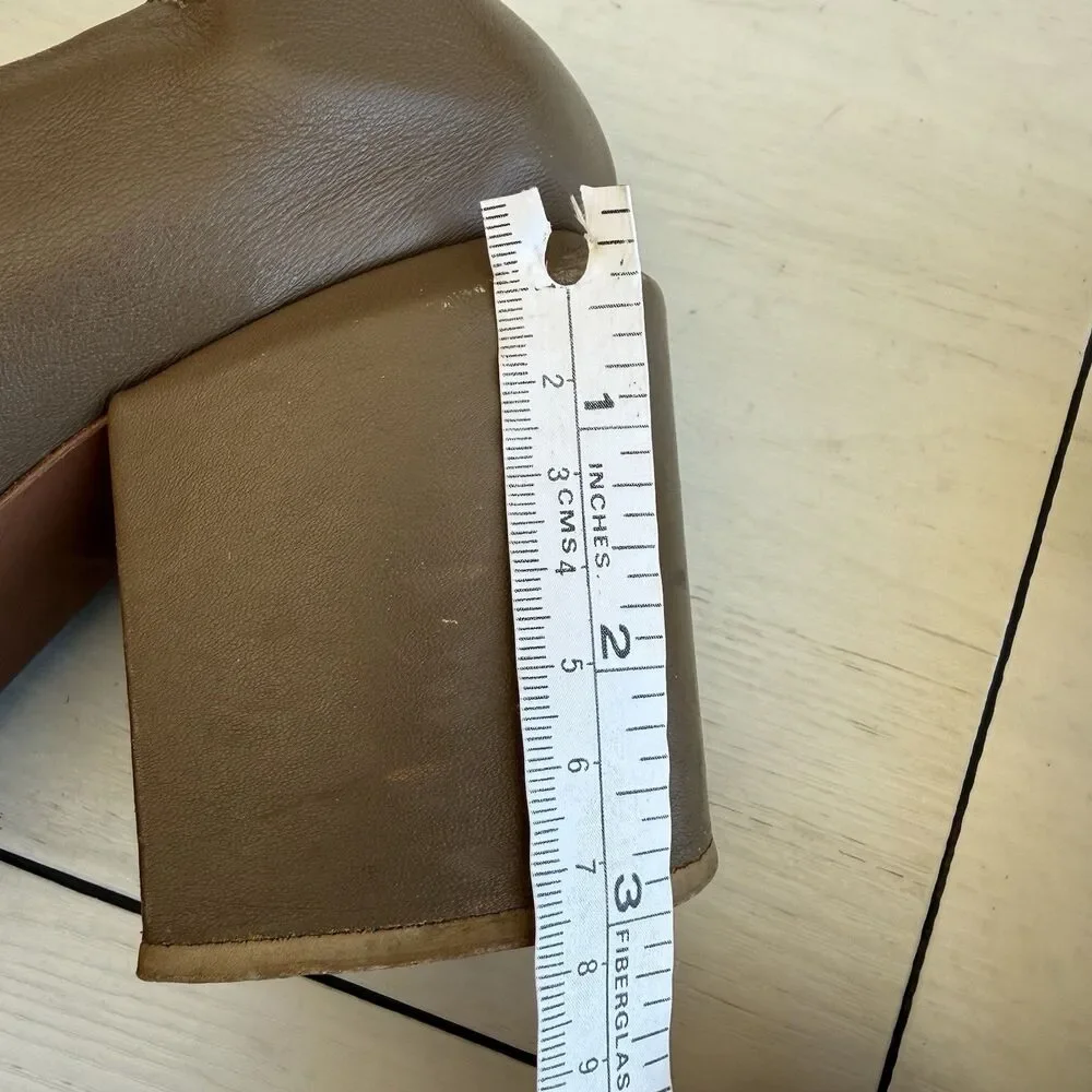 Lafayette 148 New York Nappa Leather Square Toe Pumps Olive Green Size 40 Chunky